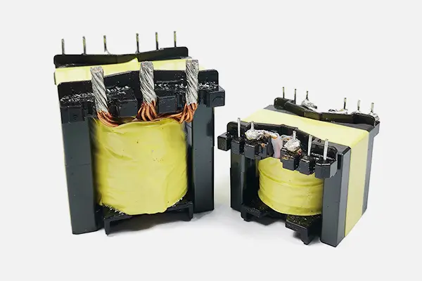 What is the connection between the high-frequency transformer core and the transformer?
